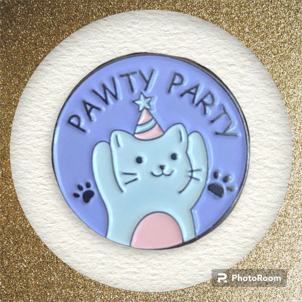 Cat Pawty party enamel pin